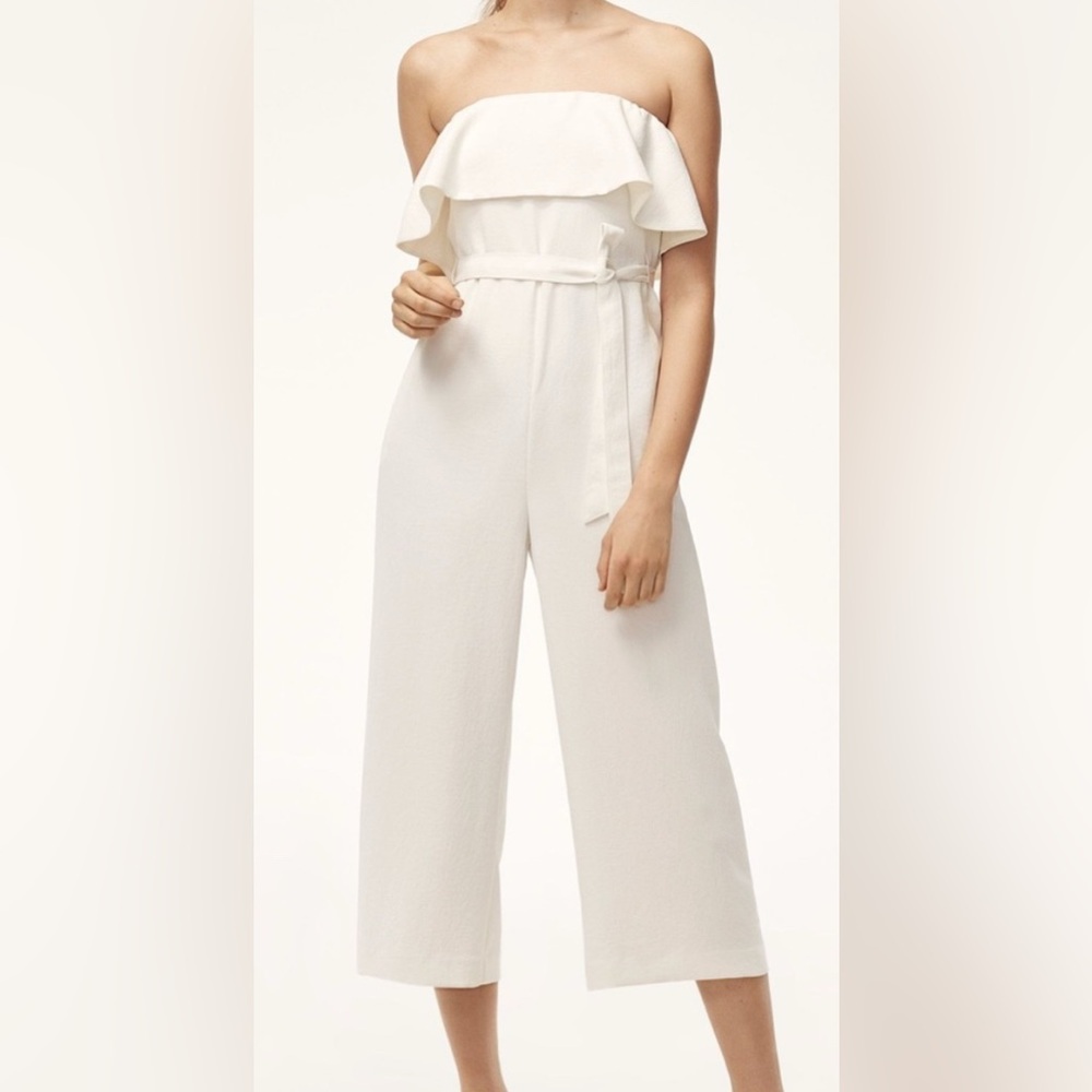 Babaton Snakeskin Flutter Jumpsuit White Print